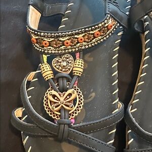 Blue and brown sandals